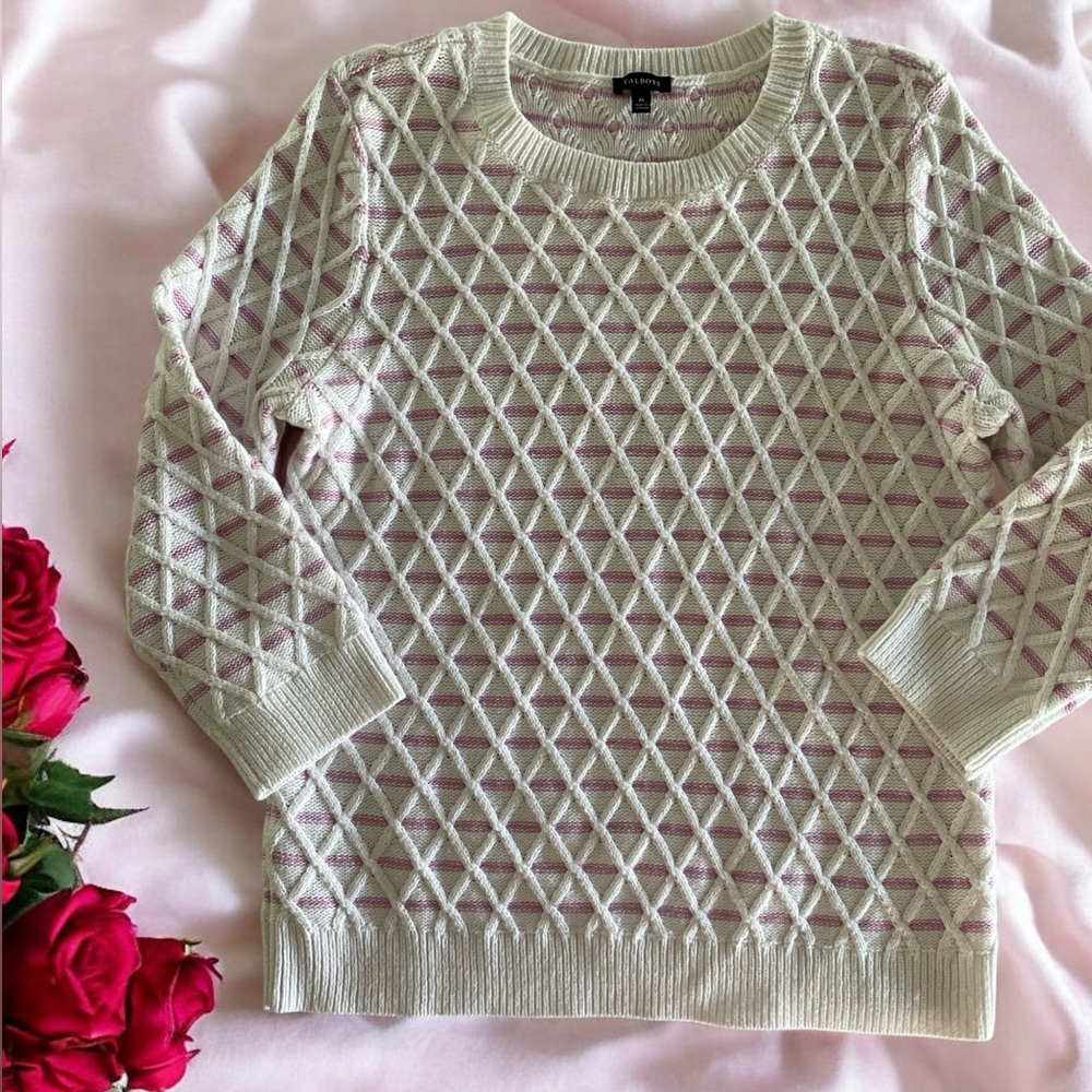 Talbot's White & Pink Spring Sweater 🩷
